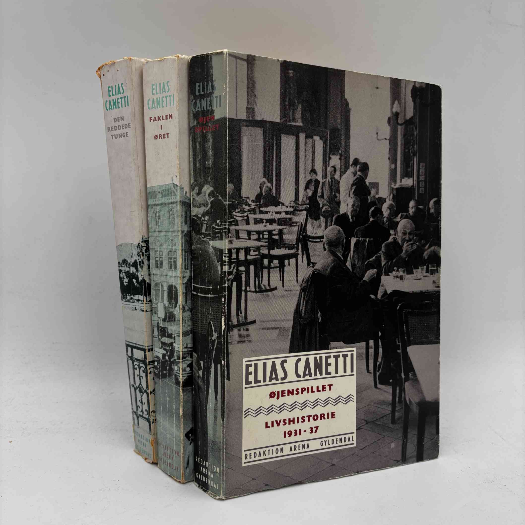 Elias Canetti: Den reddende tunge - Falken i øjet - Øjenspillet - historien om en ungdom - livshistorie - erindringer bind 1-3